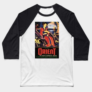 To the ORIENT via Honolulu White Empress Steam Ship Vintage Travel Baseball T-Shirt